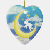 Moon Bunny Pink Keramisch Ornament (Rechts)