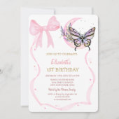 Moon Butterfly Bow Gestreepte Verjaardag Kaart (Voorkant)