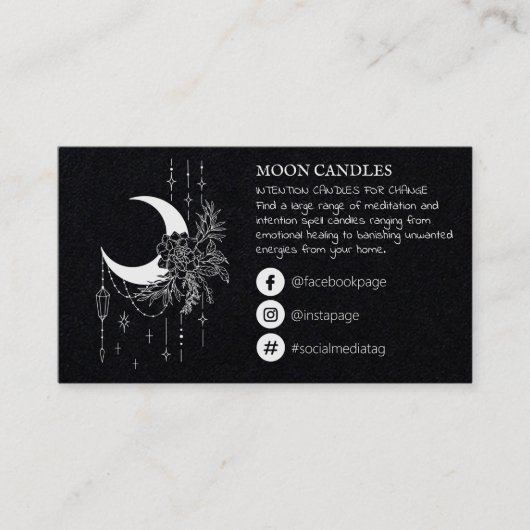 Moon Candle Spell Visitekaartje (Voorkant)