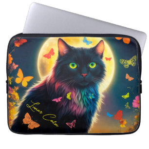 Moon cat vlinder decor mot maanlicht laptop sleeve