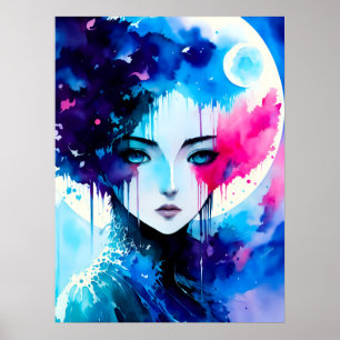 Moon Child Anime Fantasy Art Poster