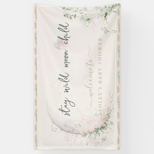 Moon Child | Boho Hippie Baby shower Welkom Spandoek (Verticaal)