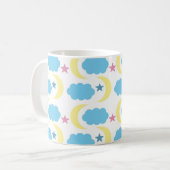 Moon Cloud Stars Patroon Geel Blauw Koffiemok (Voorkant links)
