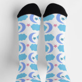 Moon Cloud Stars Pattern Paarse Blue Sokken (Top)