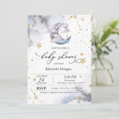 Moon Clouds Stars Baby Shower Kaart (Staand voorkant)