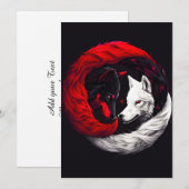 Moon Crimson Red White Wolf Feestdagenkaart (Voorkant / Achterkant)