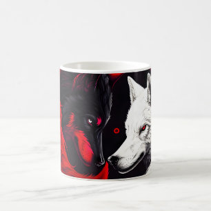 Moon Crimson Red White Wolf Koffiemok