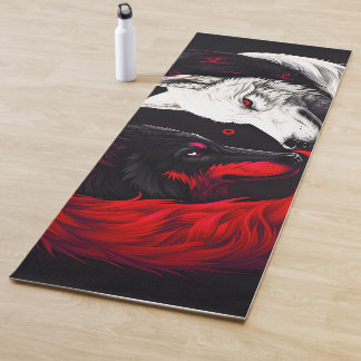 Moon Crimson Red White Wolf Yogamat