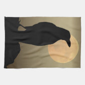 Moon & Crows, Black Bird Kitchen Towel Raven Theedoek (Horizontaal)