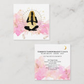 *~* Moon Crystals Cosmic Black Goddess Gold Rays  Vierkante Visitekaartje (Voorkant / Achterkant)
