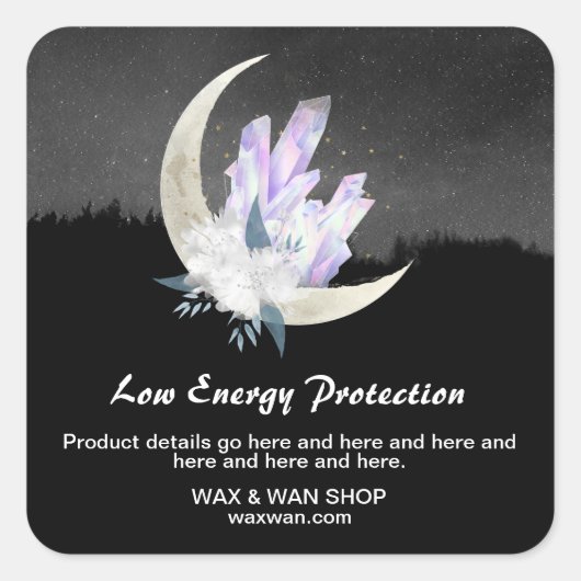 *~* Moon Crystals Floral AP24 Landschap Vierkante Sticker (Voorkant)
