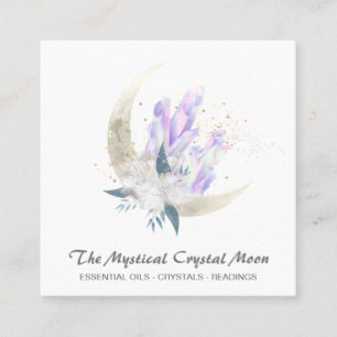 *~* Moon Crystals Floral Cosmic Glitter  Vierkante Visitekaartje