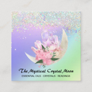 *~* Moon Crystals Mystic Floral OMBRE Holo Glitter Vierkante Visitekaartje