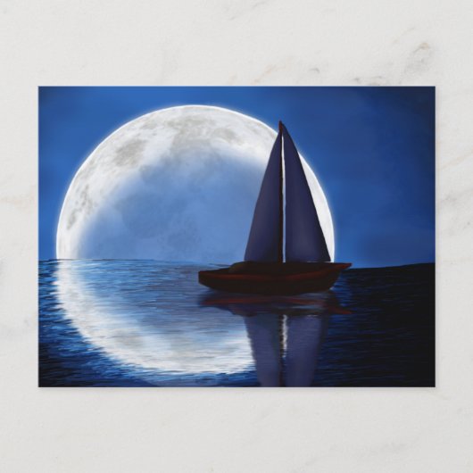 Moon de marin ~Moonlight Voilier~ Carte postale (Devant)