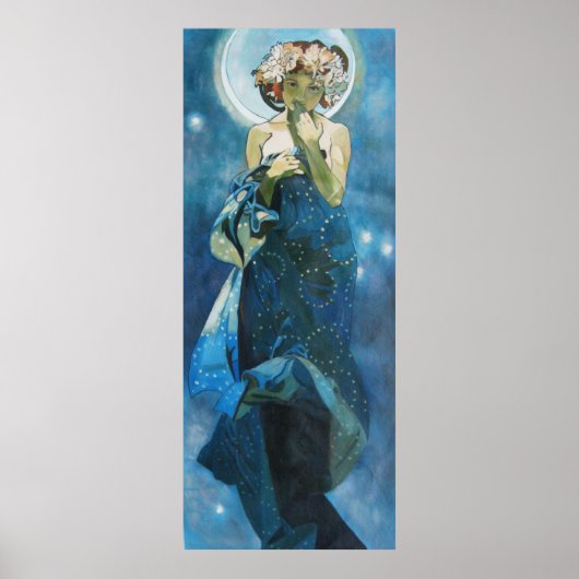 Moon door Alphonse Mucha Poster (Voorkant)