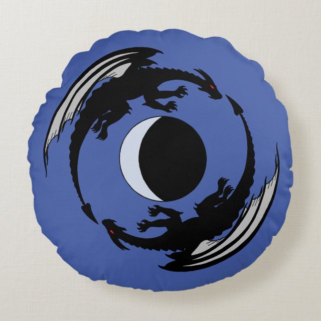 Moon Dragons Fantasy Design Round Pillow Rond Kussen (Voorkant)