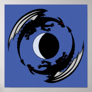 Moon Dragons Imaginaire Design Poster