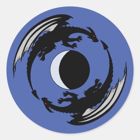 Moon Dragons Imaginaire Design Sticker Classic Rou (Devant)