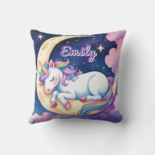 Moon Dream Unicorn Coussin - Nom modifiable (Verso)