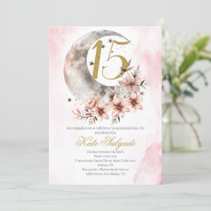 Moon Dusty roze Quinceanera uitnodiging