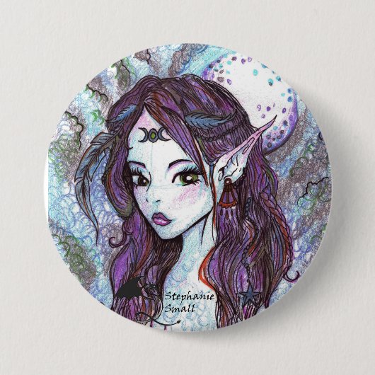 Moon Elf Pin Ronde Button 7,6 Cm (Voorkant)