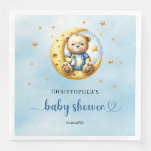 Moon en back boy baby shower servetten