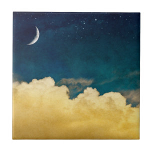 Moon en Cloudscape Tegeltje
