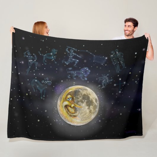 Moon en Constellations Fleece Deken (In situ)