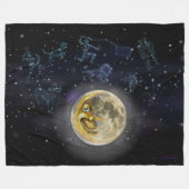 Moon en Constellations Fleece Deken (Voorkant (Horizontaal))