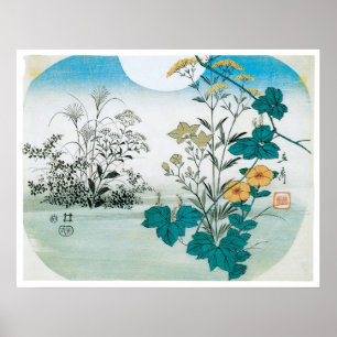 Moon en Flowers Poster
