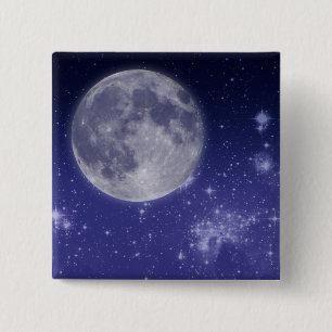 Moon- en gordelstaren vierkante button 5,1 cm