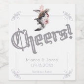 Moon en Raven Waterverf bruiloft Wijn Etiket (Enkel label)