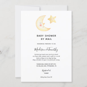 Moon en Star Baby shower per Mail uitnodiging
