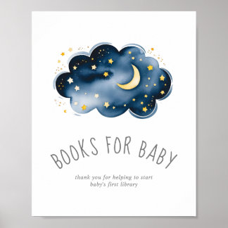 Moon en Stars Baby shower Books for Baby Sign Poster