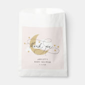 Moon en Stars Roze Baby shower van het Manuscript  Bedankzakje (Voorkant)