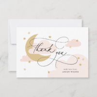 Moon en Stars Roze Script Baby shower