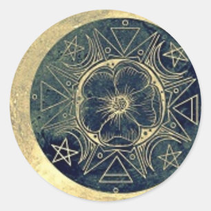 Moon en Stars Talisman Ronde Sticker