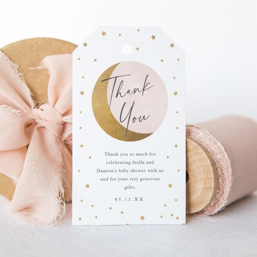 Moon en sterren baby shower bedankt cadeaulabel