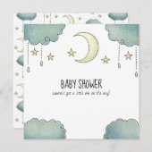 Moon en sterren babydouche kaart (Voorkant / Achterkant)