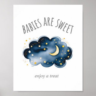 Moon en sterren Baby's zijn zoet Geniet van een Tr Poster
