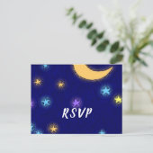 Moon en sterren Etching Custom Party RSVP Briefkaa Briefkaart (Staand voorkant)
