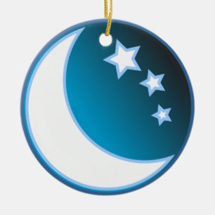 Moon en sterren keramisch ornament