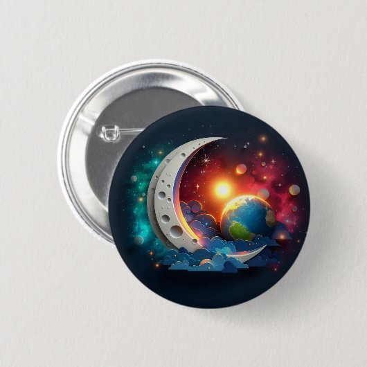 Moon en sterren ronde button 5,7 cm (Voorkant /achterkant)