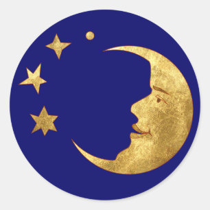 Moon en sterren ronde sticker