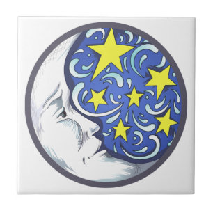 Moon en sterren tegeltje