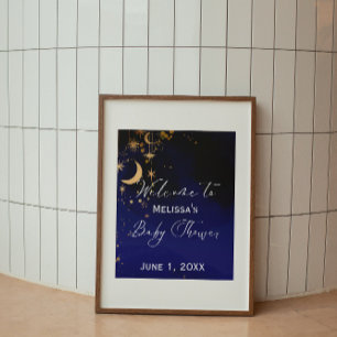 Moon en sterren welkom baby shower poster