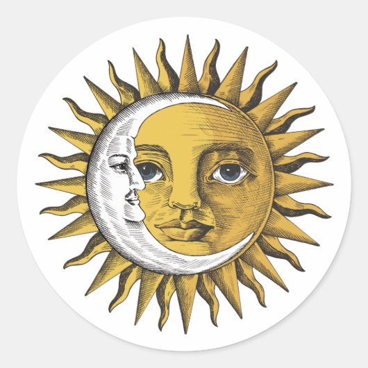 Moon en Sun Ronde Sticker (Voorkant)