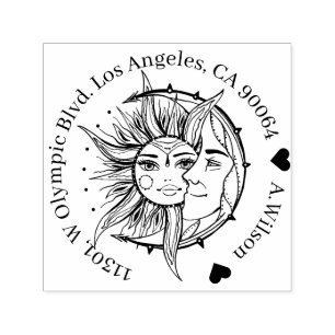 Moon en zon.  illustratie tattoo stijl  zelfinktende stempel