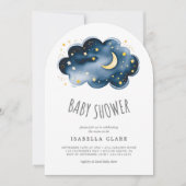 Moon et Stars Boy Baby shower Invitation (Devant)