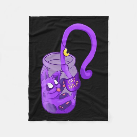 Moon Face Cat Nap - Schattigee kat Fleece Deken (Voorkant)
